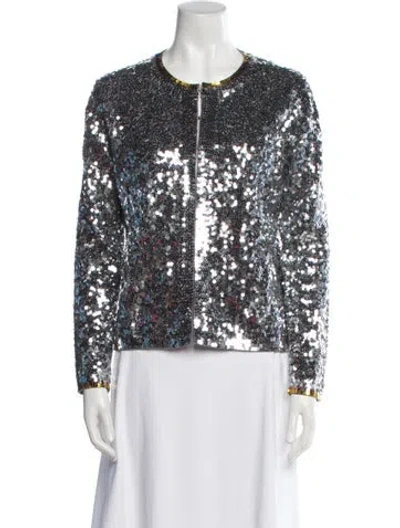 Pre-owned Cynthia Rowley Printed Jacket In Silver