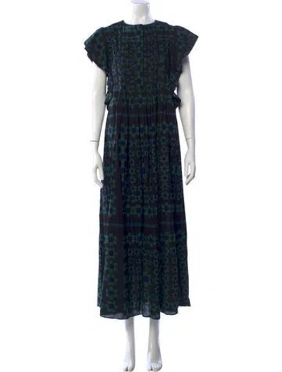 Pre-owned Cynthia Rowley Printed Long Dress In Blue