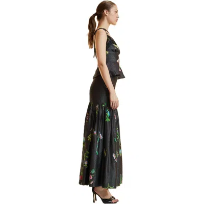 Cynthia Rowley Printed Lurex Skirt In Black