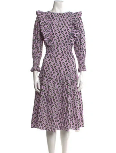 Pre-owned Cynthia Rowley Printed Midi Length Dress In Purple