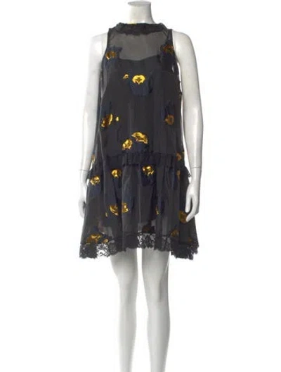 Pre-owned Cynthia Rowley Printed Mini Dress In Black