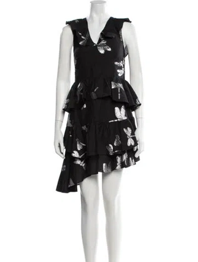 Pre-owned Cynthia Rowley Printed Mini Dress In Black