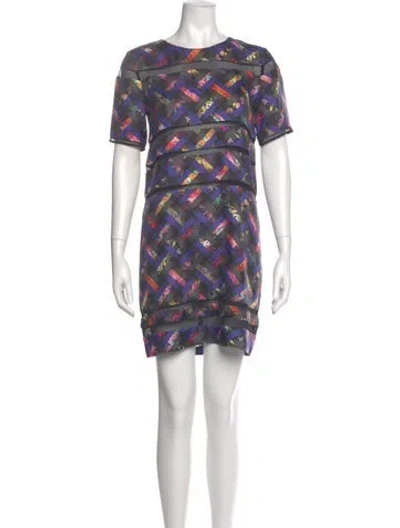 Pre-owned Cynthia Rowley Printed Mini Dress In Blue