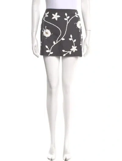 Pre-owned Cynthia Rowley Printed Mini Skirt W/ Tags In Gray