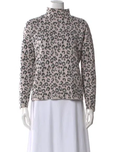 Pre-owned Cynthia Rowley Printed Mock Neck Sweater In White