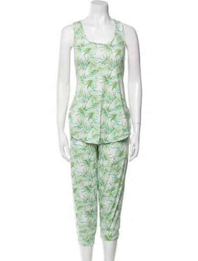 Pre-owned Cynthia Rowley Printed Pant Set In Green