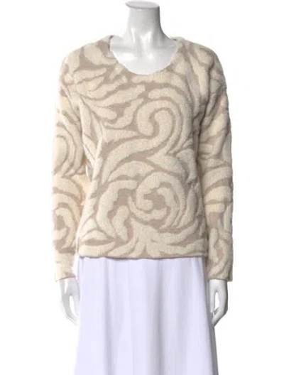 Pre-owned Cynthia Rowley Printed Scoop Neck Sweater In Neutral
