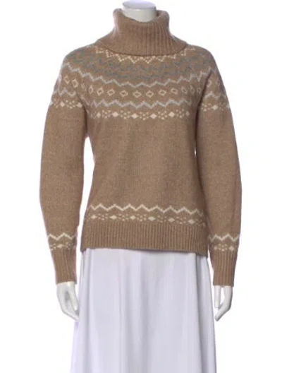 Pre-owned Cynthia Rowley Printed Turtleneck Sweater In Neutral