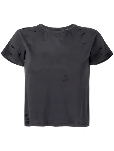 Cynthia Rowley Punch-hole Detailing Cotton T-shirt In Black