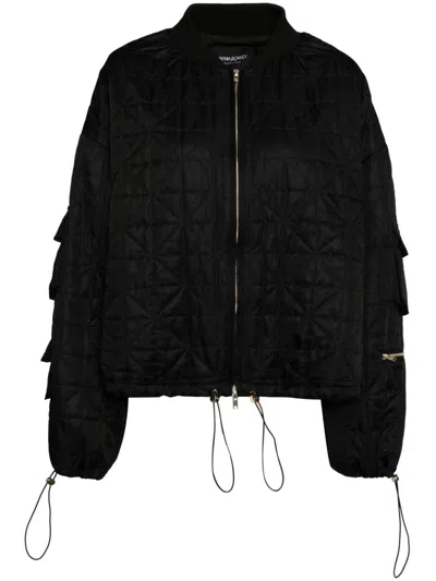 Cynthia Rowley Quilted Bomber Jacket In Black