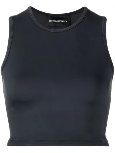 Cynthia Rowley Racerback Cropped Tank Top In Black