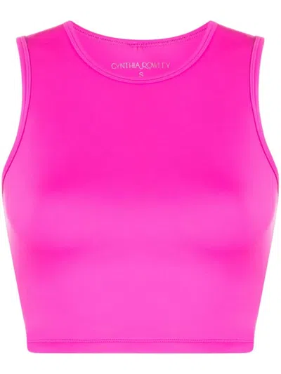 Cynthia Rowley Racerback Cropped Tank Top In Hot Pink