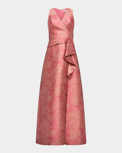 Cynthia Rowley Rhianna Metallic Jacquard A-line Gown In Pink