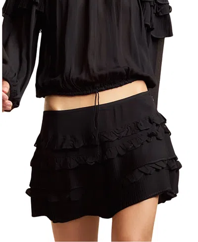 Cynthia Rowley Ruffle Pleated Micro Skirt In Black