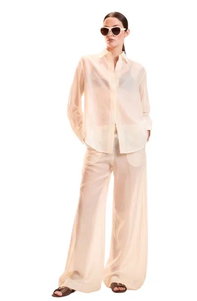 Cynthia Rowley Salina Sheer Shirt In Neutral