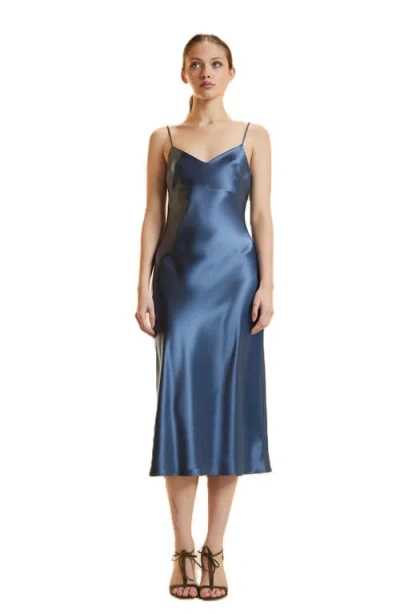 Cynthia Rowley Satin Slip Dress In Blue