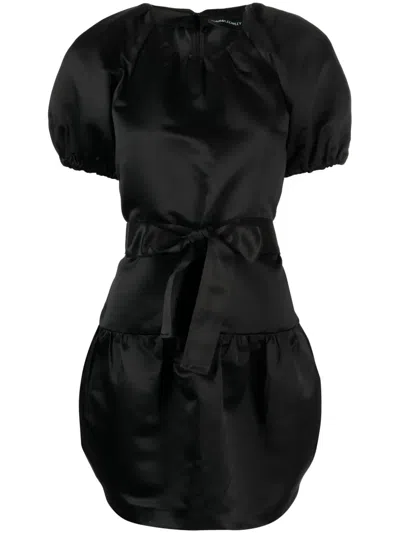 Cynthia Rowley Satin-finish Tulip Midi Dress In Black