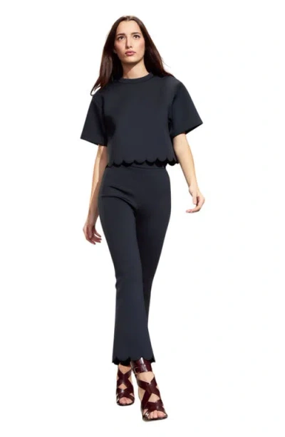 Cynthia Rowley Scallop Bonded Tee In Black