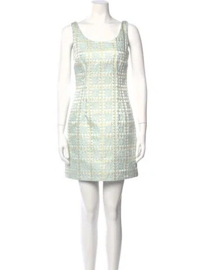 Pre-owned Cynthia Rowley Scoop Neck Mini Dress In Blue