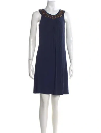 Pre-owned Cynthia Rowley Scoop Neck Mini Dress In Blue