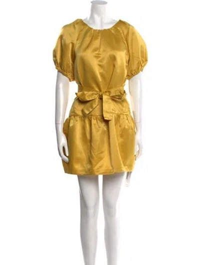 Pre-owned Cynthia Rowley Scoop Neck Mini Dress W/ Tags In Yellow