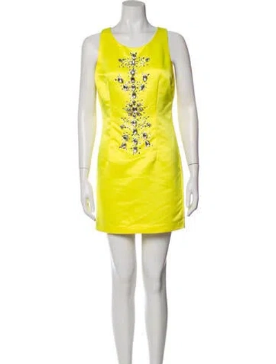 Pre-owned Cynthia Rowley Scoop Neck Mini Dress In Yellow