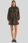 Cynthia Rowley Second Nature Silk Taffeta Dress In Green Camo