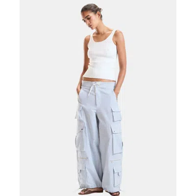Cynthia Rowley Seersucker Madras Cargo Pants In Blue