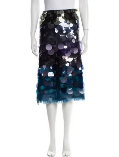 Pre-owned Cynthia Rowley Sequin Knee-length Skirt In Blue