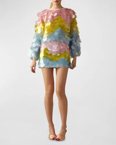 Cynthia Rowley Sequin Mesh Mini Skirt In Multi
