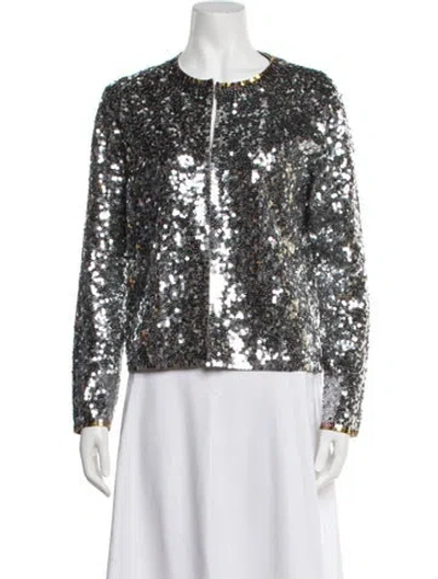 Pre-owned Cynthia Rowley Sequin Patterned Evening Jacket In Multicolor
