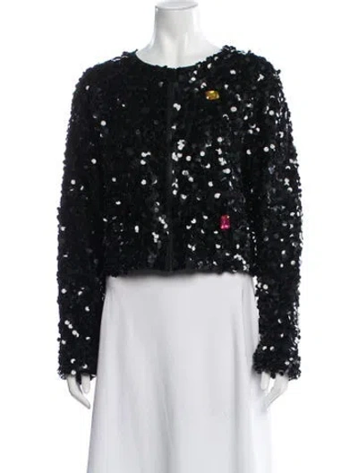 Pre-owned Cynthia Rowley Sequin Patterned Jacket In Black