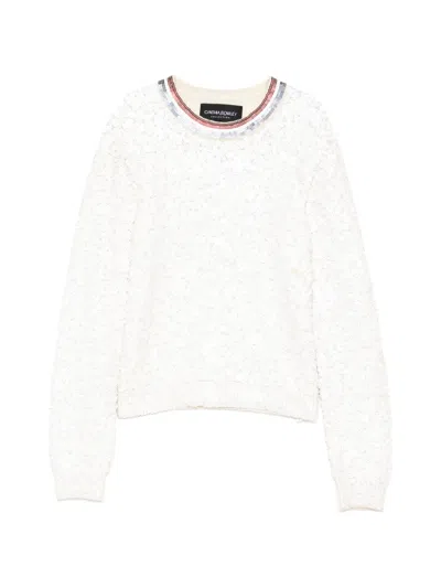 Cynthia Rowley Sequin-embellished Round Neck Jumper In White