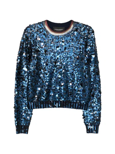 Cynthia Rowley Sequin-embellished Sweater In Blue