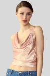 Cynthia Rowley Shimmering Siren Top In Metallic Rose Gold