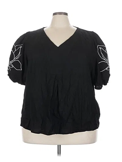 Pre-owned Cynthia Rowley Short Sleeve Blouse In Black