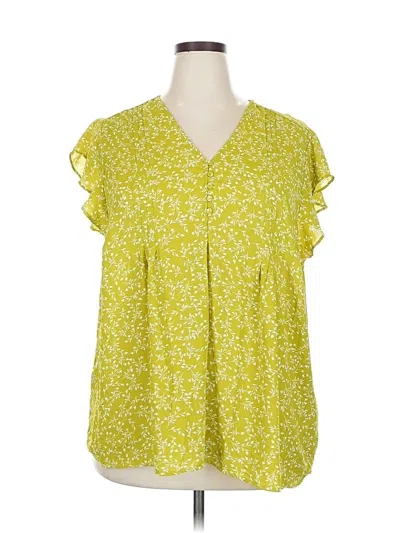 Pre-owned Cynthia Rowley Short Sleeve Blouse In Yellow