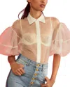 Cynthia Rowley Short Sleeve Sheer Bliss Blouse