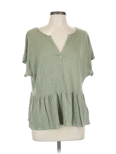 Pre-owned Cynthia Rowley Short Sleeve Top Green V Neck Tops