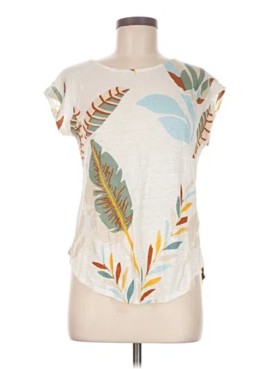 Pre-owned Cynthia Rowley Short Sleeve Top Ivory Scoop Neck Tops In White
