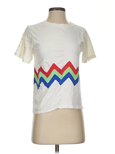 Pre-owned Cynthia Rowley Short Sleeve T-shirt In Ivory