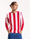 Cynthia Rowley Sideline Striped Sweater In Red