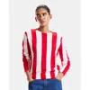 Cynthia Rowley Sideline Striped Sweater In Red