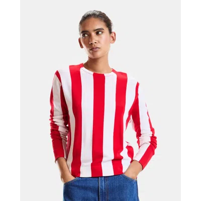 Cynthia Rowley Sideline Striped Sweater In Red