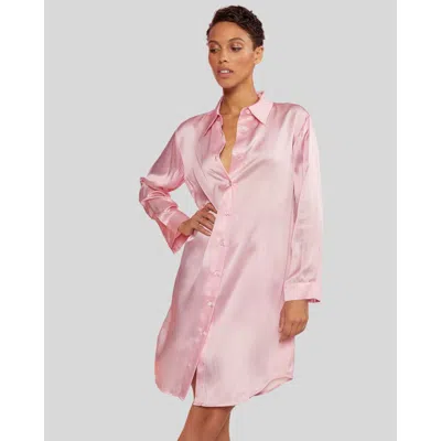 Cynthia Rowley Silk Charmeuse Shirt Dress In Pink