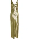 Cynthia Rowley Silk Cowl Neck Maxi Dress In Gold