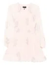 Cynthia Rowley Silk Lurex Dolman Sleeve Mini Dress In Pink