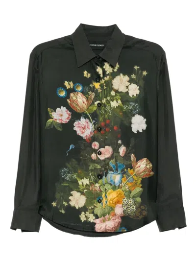 Cynthia Rowley フローラル シルクシャツ In Black