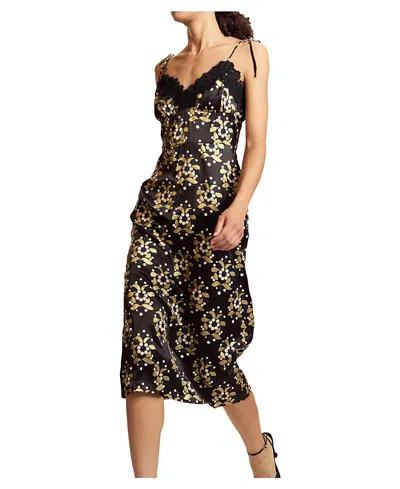 Cynthia Rowley Silk Lace Slip Dress In Black