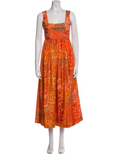 Pre-owned Cynthia Rowley Silk Long Dress In Orange